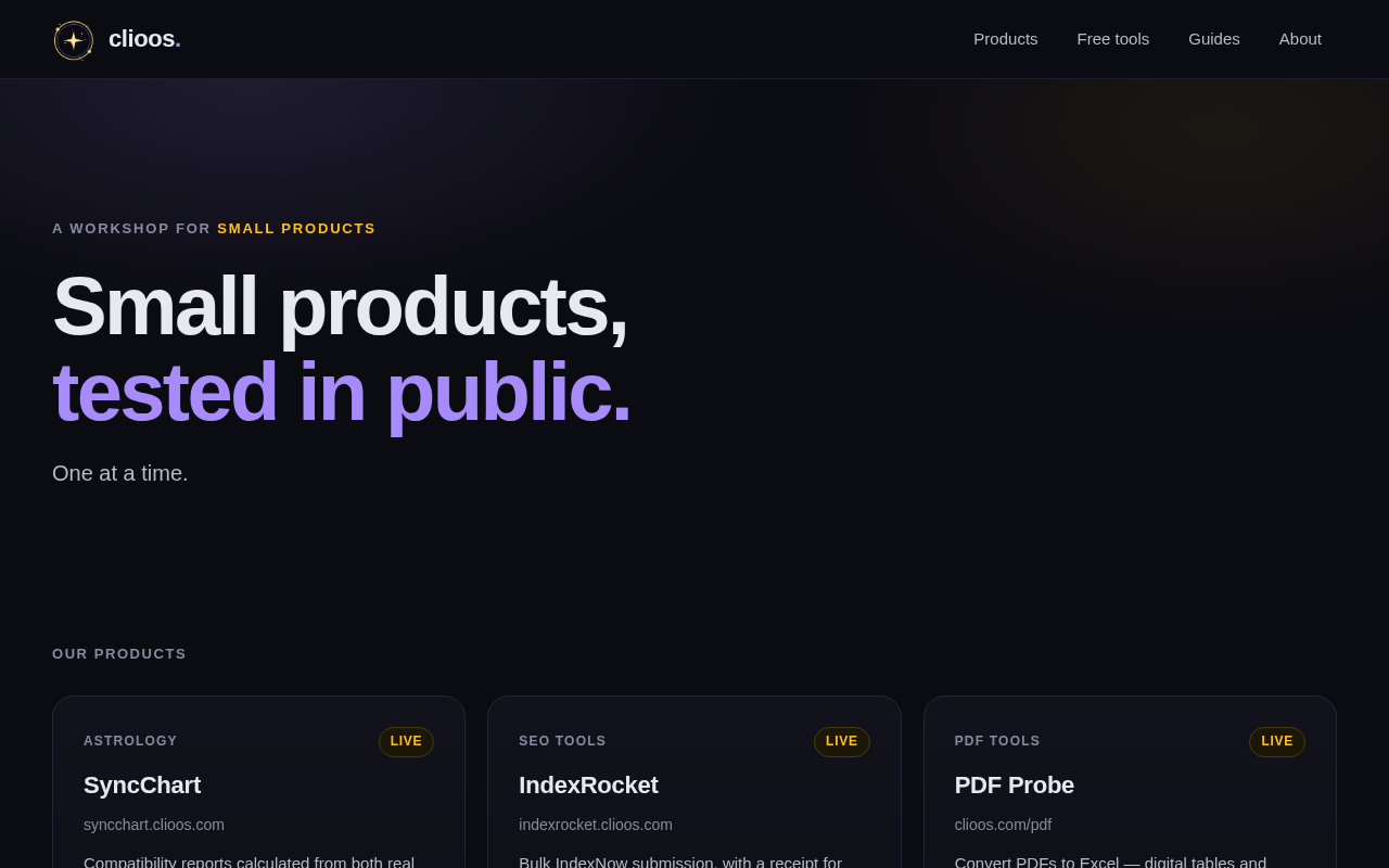 Screenshot of clioos.com rendered live by Shot